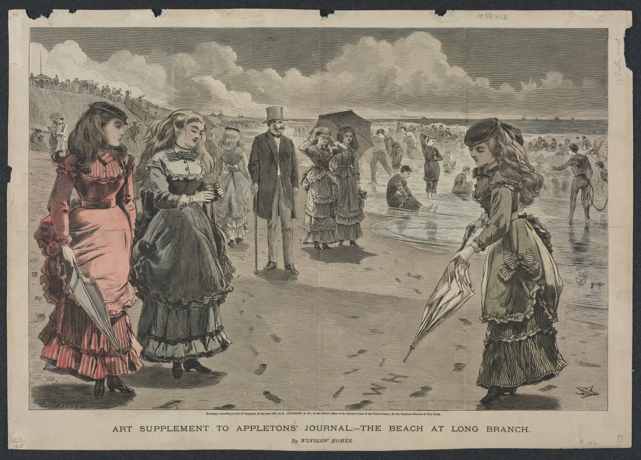 A praia em Long Branch, 1869. de Winslow Homer