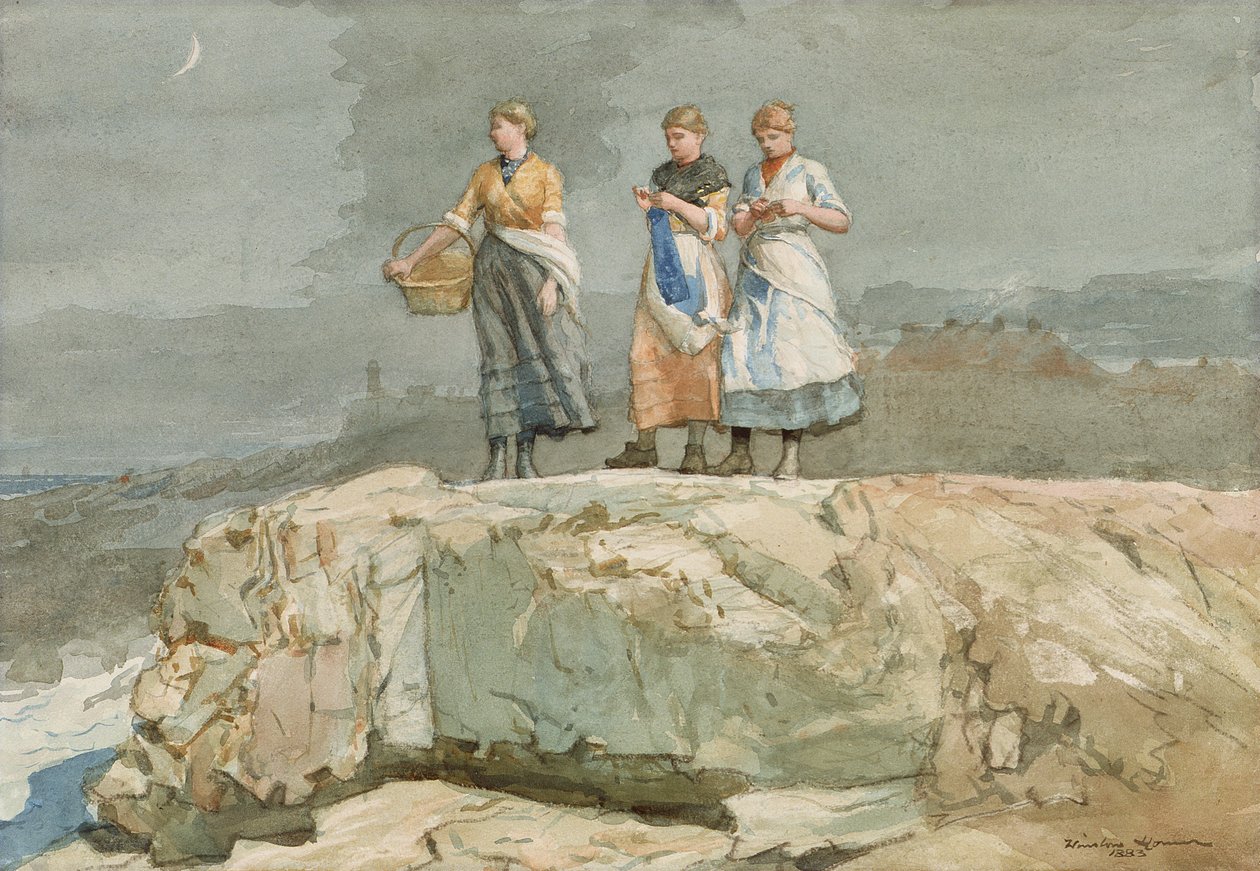 The Cliffs, 1883 (wc no papel) de Winslow Homer