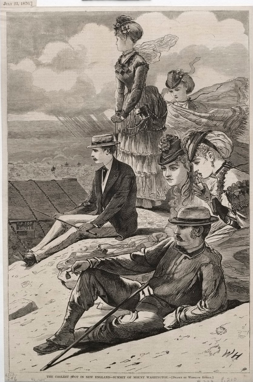 O local mais legal da Nova Inglaterra - Cúpula do Monte Washington, 1870. de Winslow Homer