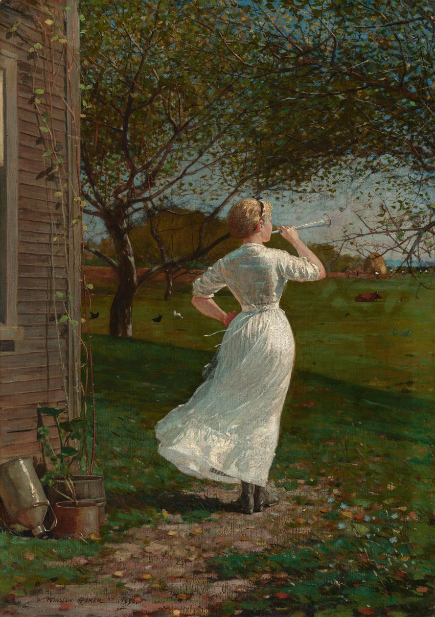 A trompa do jantar (tocando a trompa à beira-mar) de Winslow Homer