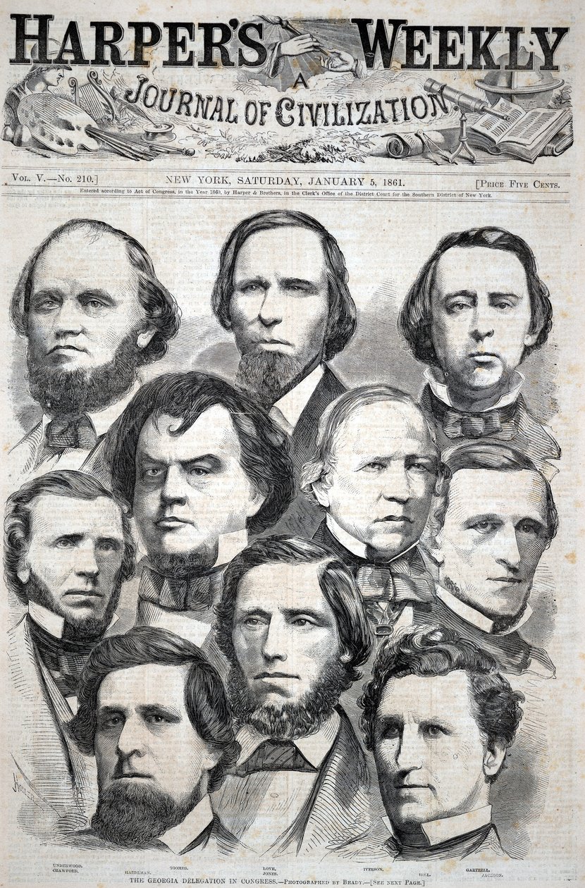 A delegação da Geórgia no Congresso — Fotografia de Brady, publicada na Harper’s Weekly, 5 de janeiro de 1861 de Winslow Homer