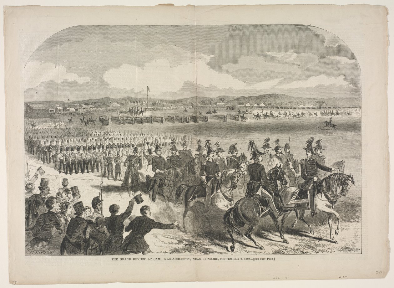 The Grand Review em Camp Massachusetts, perto de Concord, 9 de setembro de 1859, 1859. de Winslow Homer