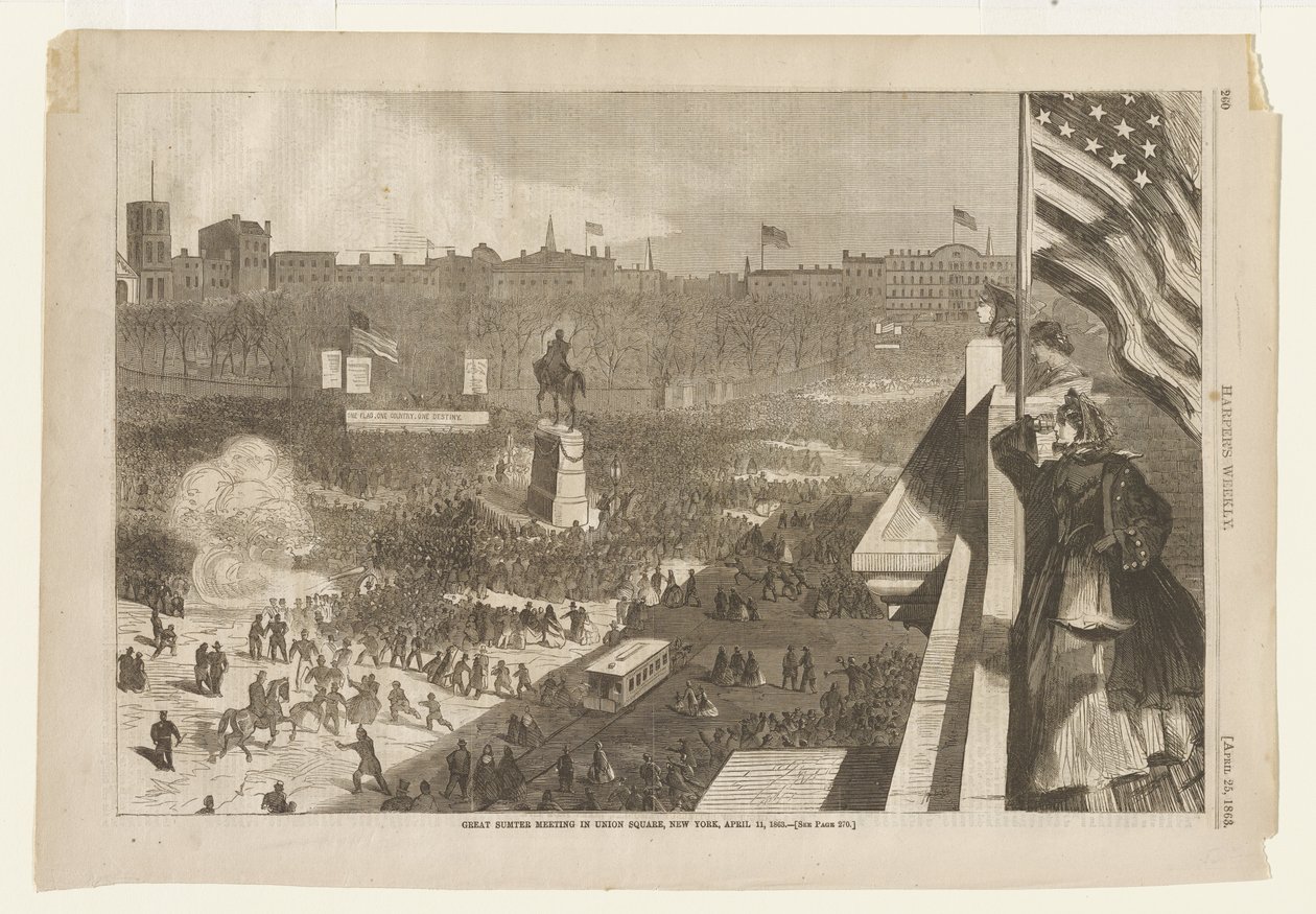 A Grande Reunião de Sumter na Union Square, em Nova Iorque, a 11 de abril de 1863 de Winslow Homer