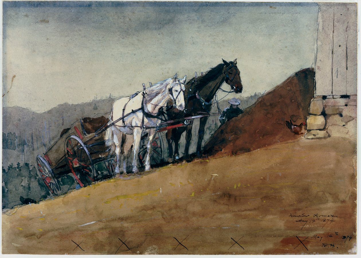 O celeiro da colina - fazenda de Houghton, 1874 de Winslow Homer