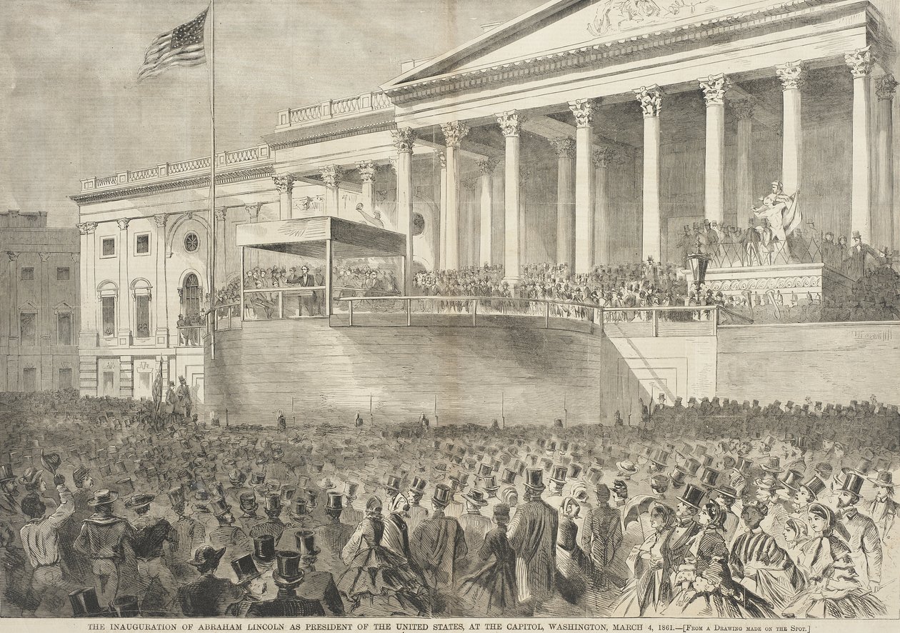 A tomada de posse de Abraham Lincoln como Presidente dos Estados Unidos, no Capitólio, em Washington, a 4 de março de 1861 de Winslow Homer