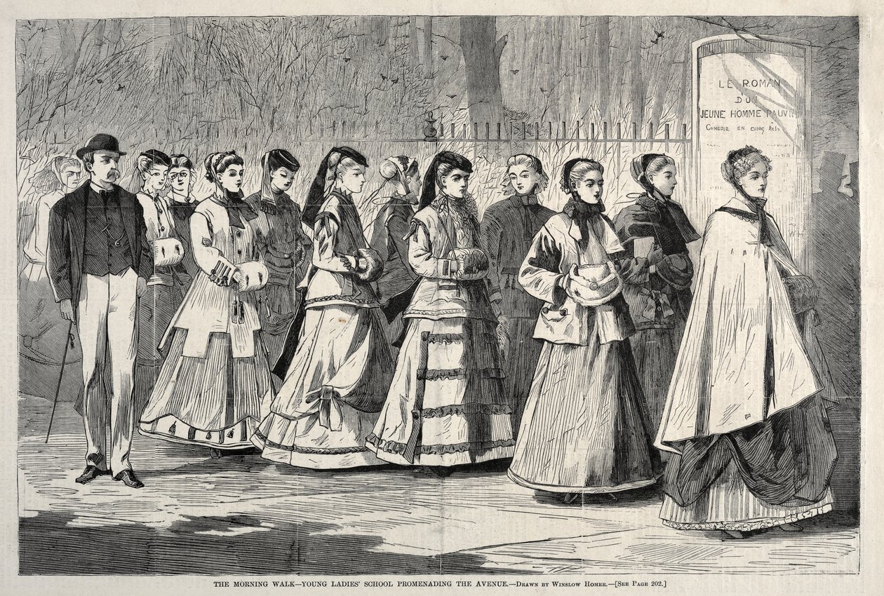 O Passeio Matinal — Alunas da Escola Feminina a passear pela avenida de Winslow Homer
