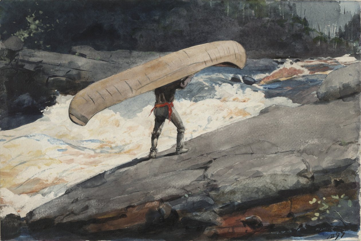 O Portage, 1897 (wc no papel) de Winslow Homer