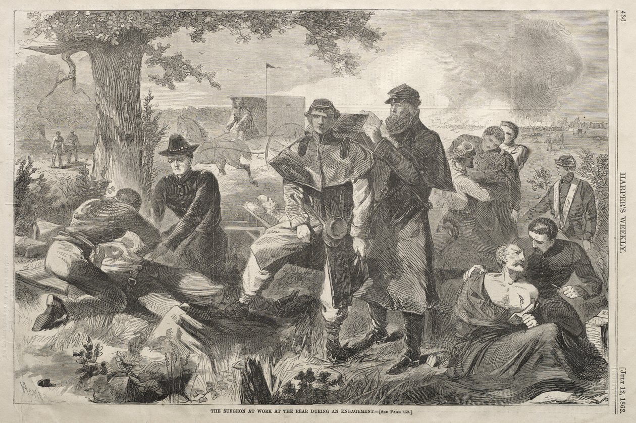 O cirurgião a trabalhar na retaguarda durante um combate de Winslow Homer