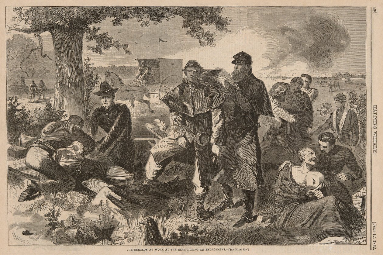 O cirurgião trabalhando na retaguarda durante um noivado, de Harper de Winslow Homer