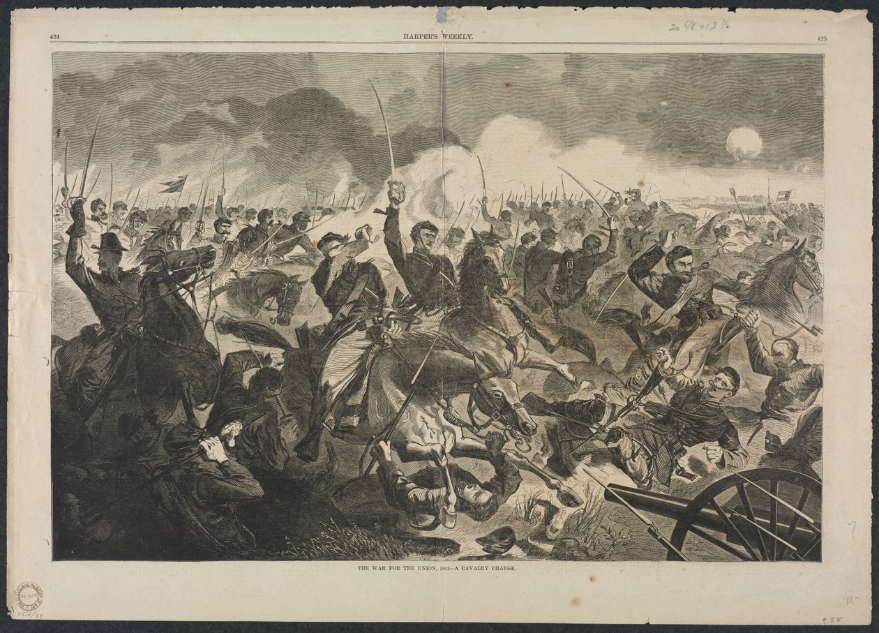A Guerra pela União, 1862 - A Cavalry Charge, 1862. de Winslow Homer