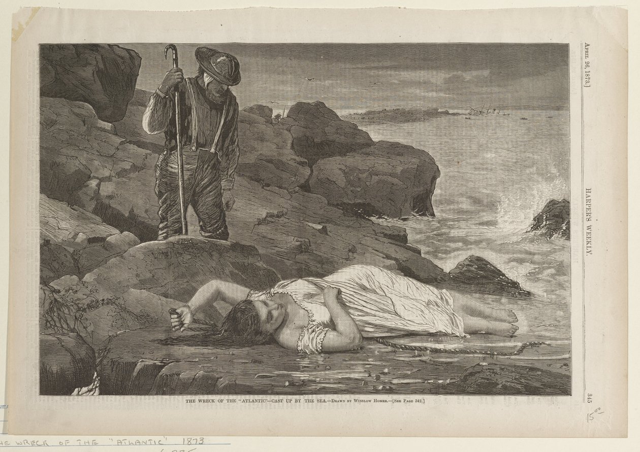 O naufrágio do Atlantic lançado à costa pelo mar de Winslow Homer