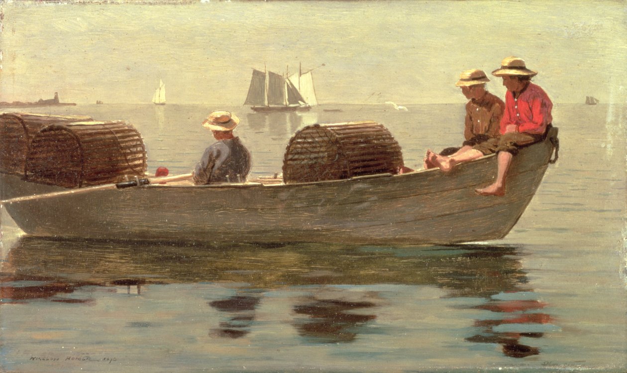 Três meninos em um Dory, 1873 de Winslow Homer