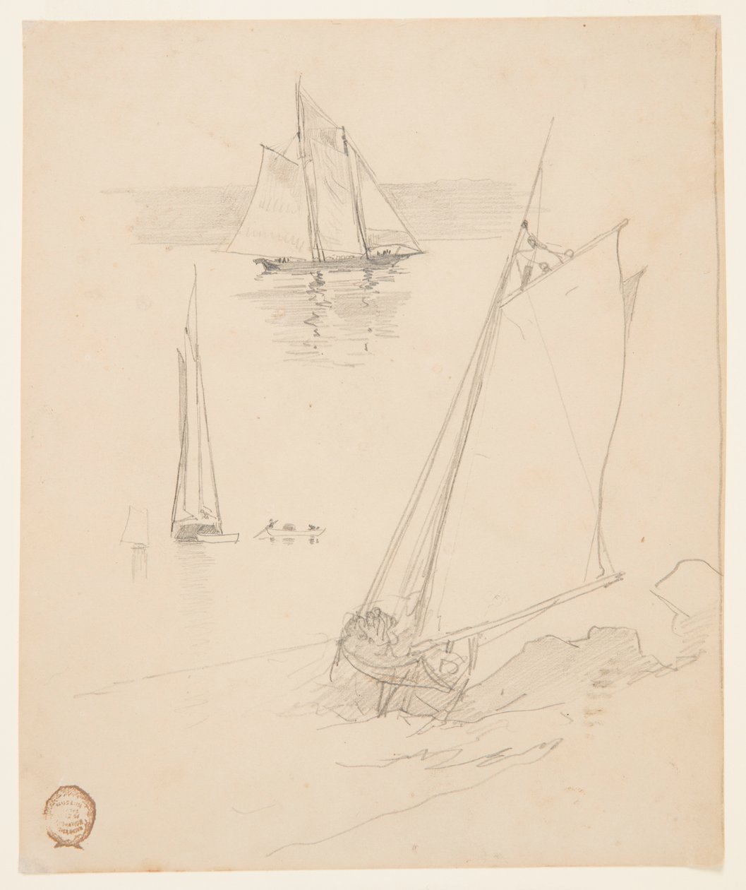 Três esboços de escunas de Winslow Homer