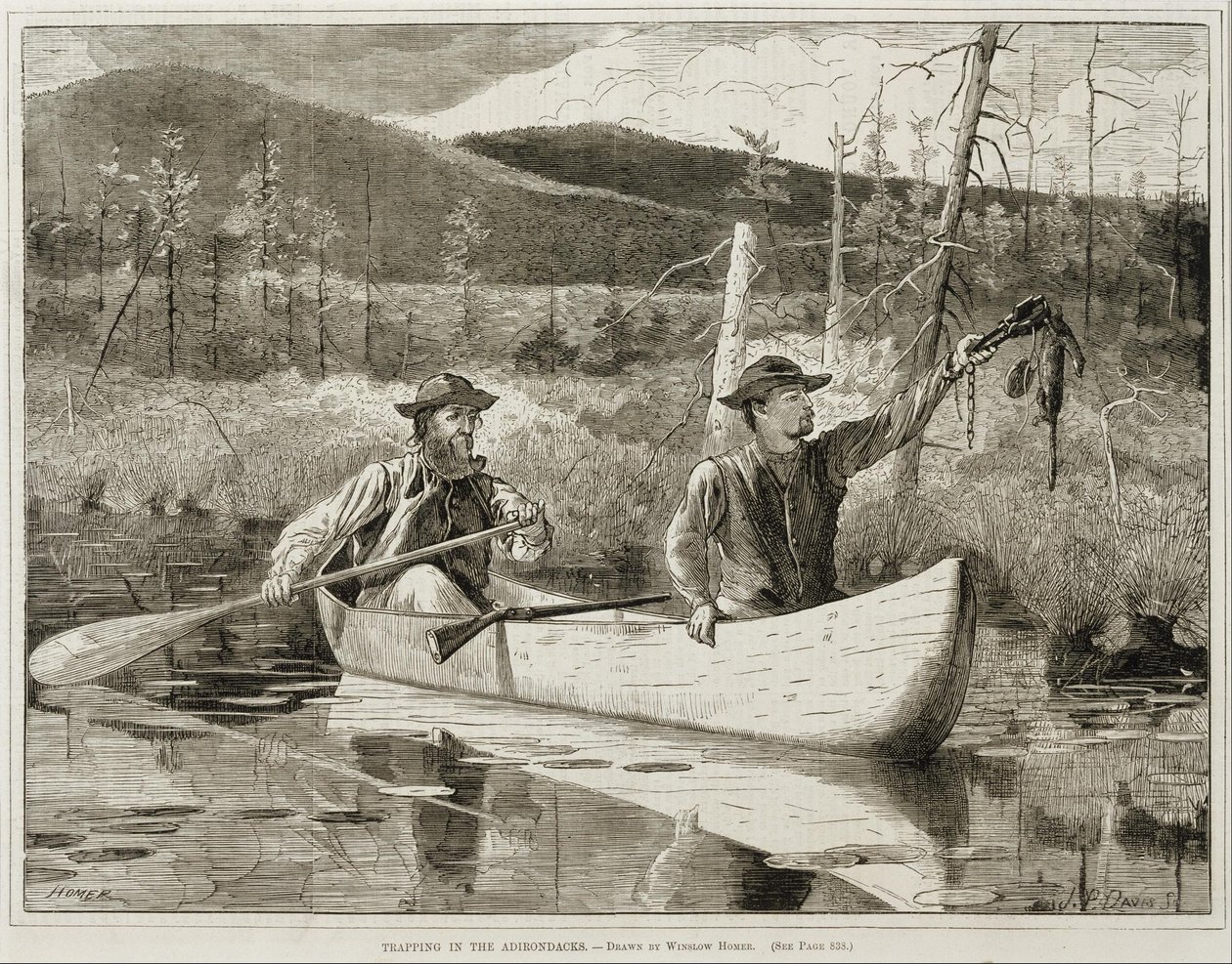 «A caça com armadilhas nas Adirondacks» de Winslow Homer