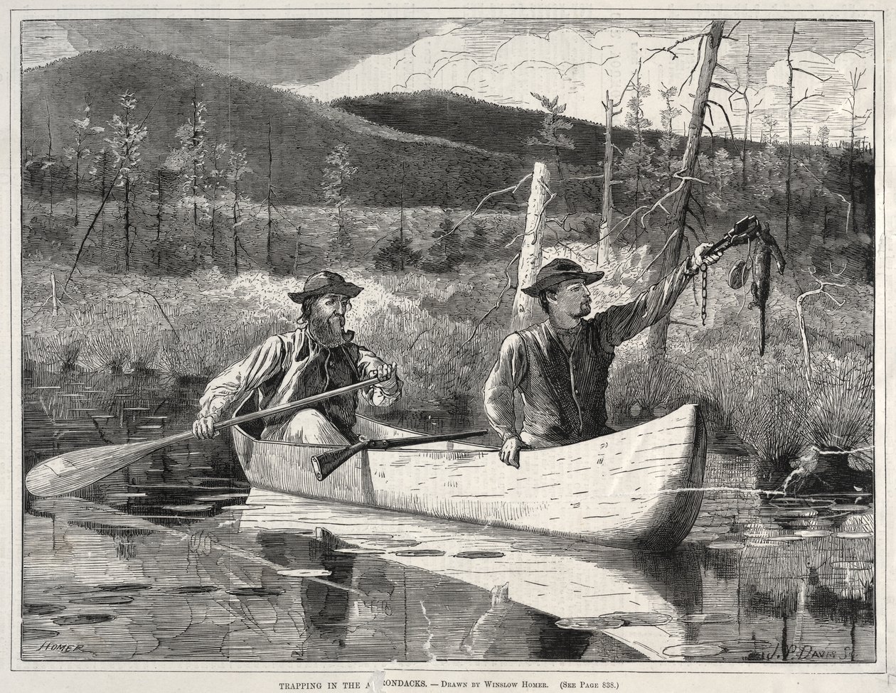 A caça com armadilhas nas Adirondacks de Winslow Homer