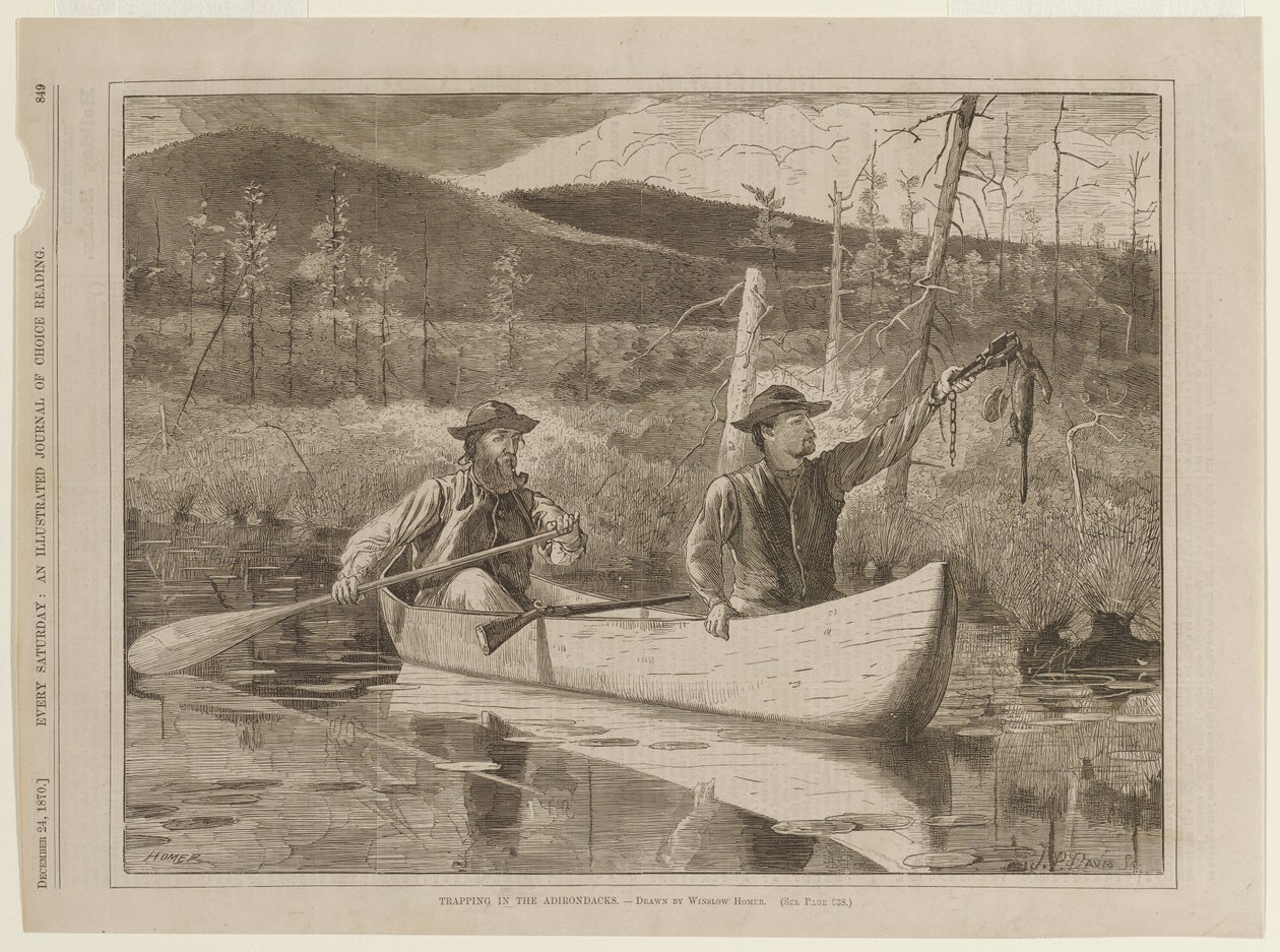 Caça com armadilhas nos Adirondacks de Winslow Homer