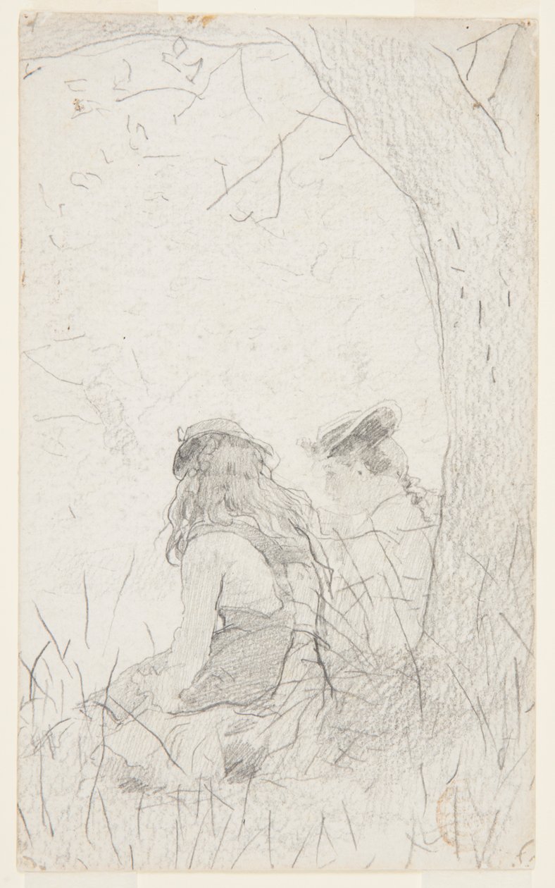 Duas garotas sentadas em um banco de Winslow Homer