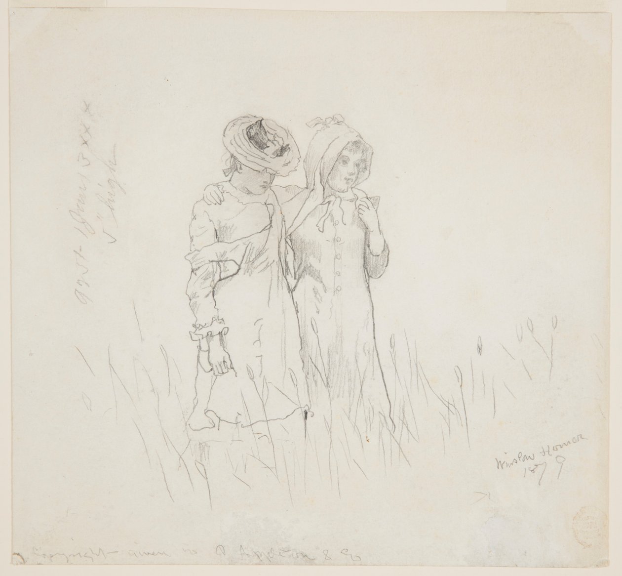 Duas garotas em um campo de Winslow Homer