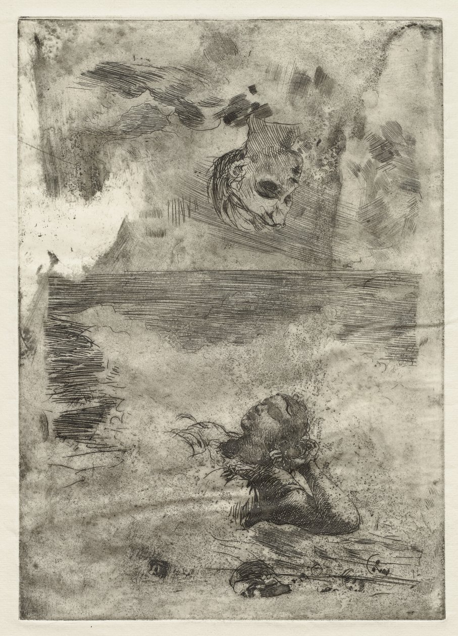 Duas cabeças, estudo após "Undertow", c.1886, impresso c.1967 de Winslow Homer