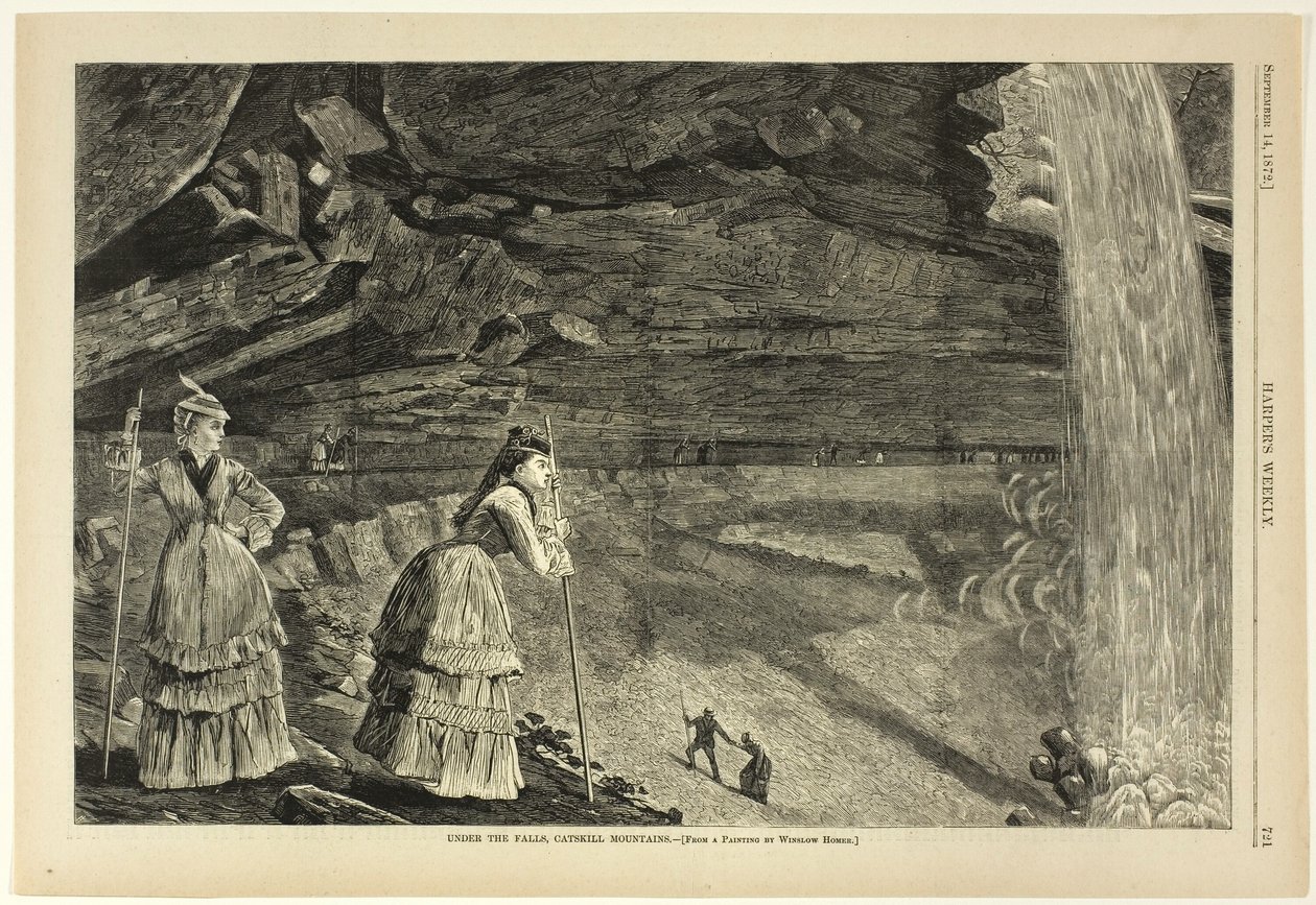 Sob as cataratas, Montanhas Catskill de Winslow Homer