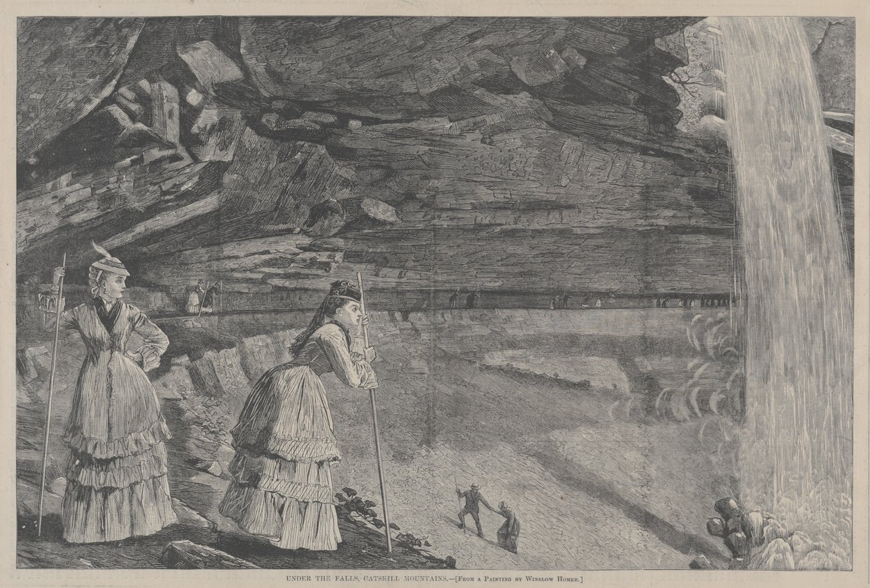 Sob as quedas, montanhas de Catskill de uma pintura de Winslow Homer, 1872. de Winslow Homer