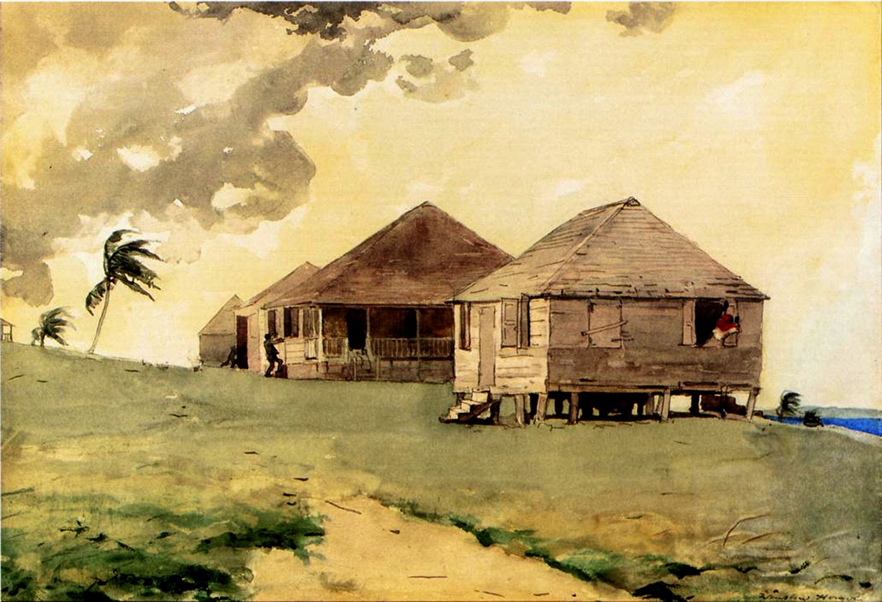 Próximo tornado, Bahamas, 1885 (wc e lápis sobre papel) de Winslow Homer