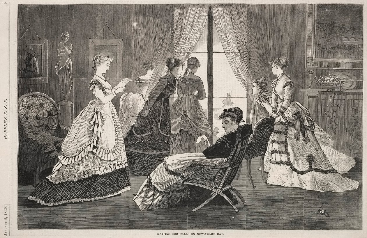 À espera de chamadas no dia de ano novo, 1869. de Winslow Homer