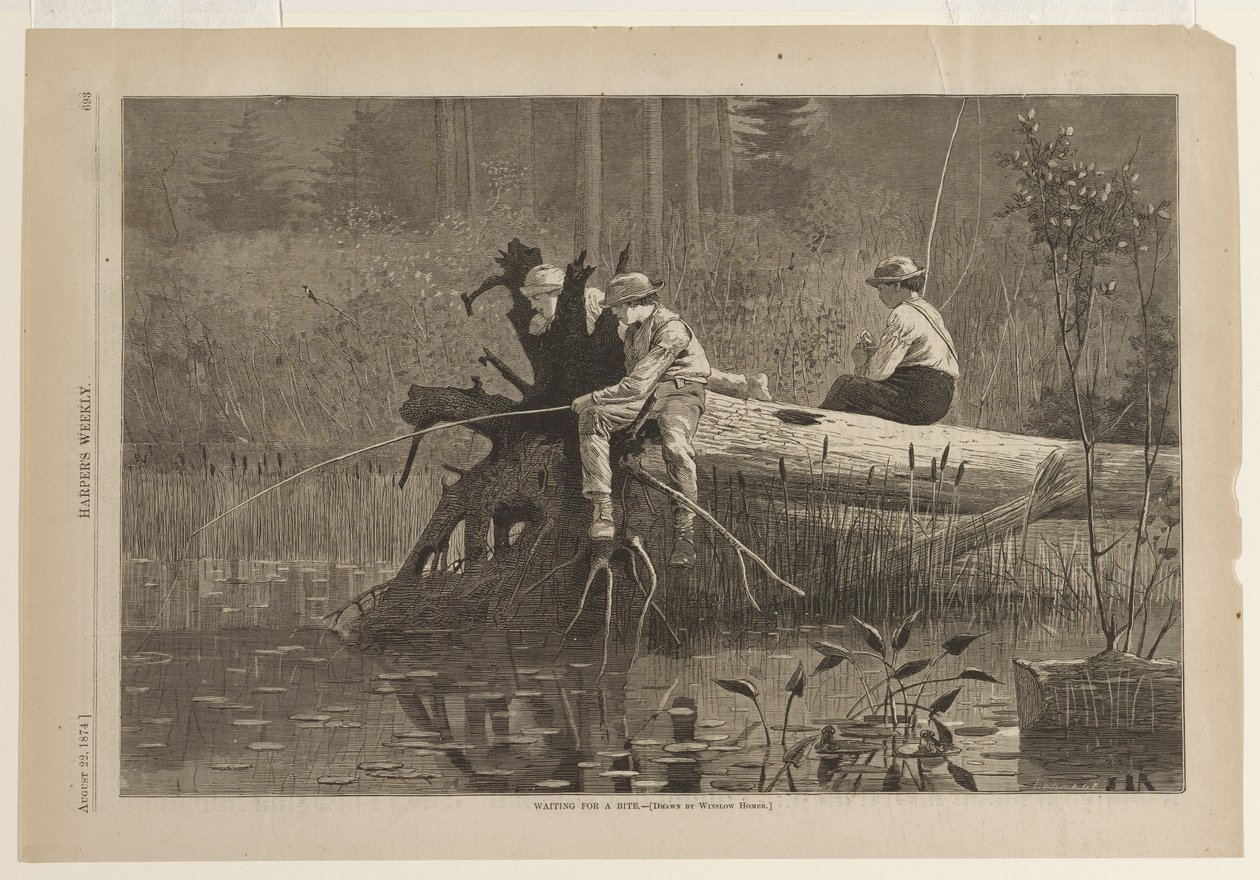 À espera de uma mordida de Winslow Homer