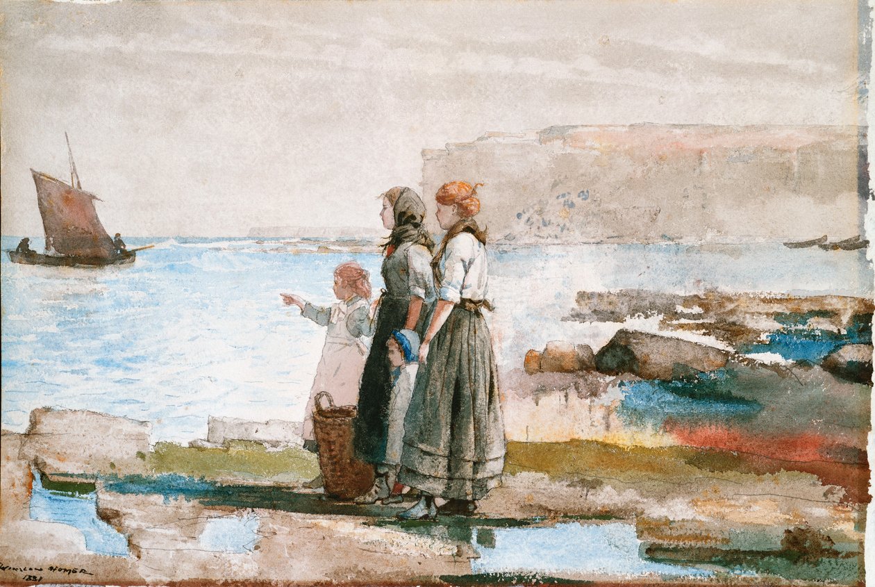 Esperando o retorno das frotas de pesca, 1881 de Winslow Homer