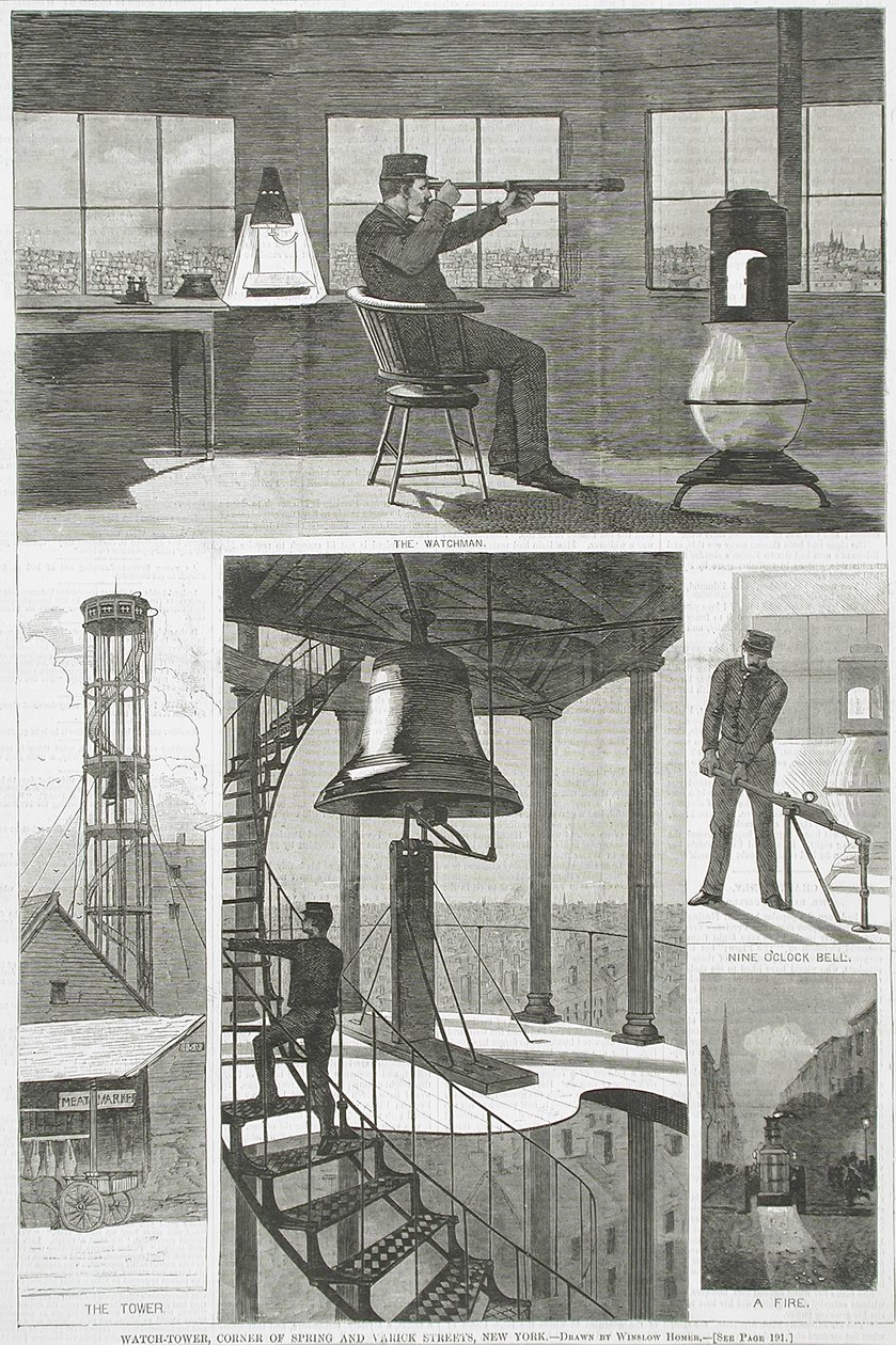 Watch-Tower, esquina das ruas Spring e Varick, Nova Iorque de Winslow Homer