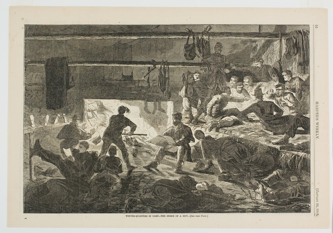 Alojamento de inverno no Campo - O Interior de uma Cabana de Winslow Homer