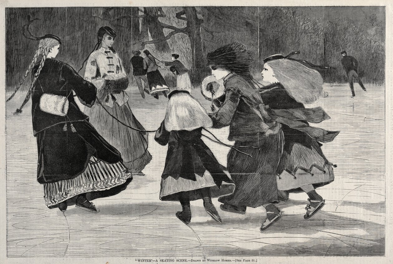 Inverno - Uma cena de patinação, 1868. de Winslow Homer