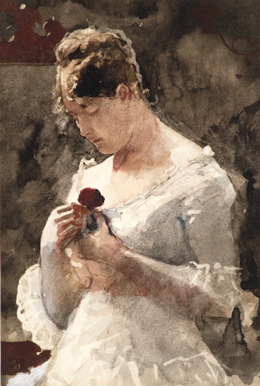 Mulher com uma rosa, 1879 de Winslow Homer