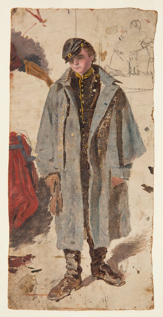 Jovem soldado, esboço de um soldado dando água a um companheiro ferido de Winslow Homer
