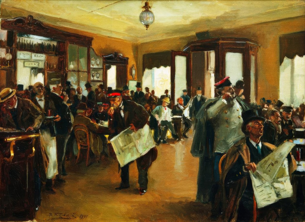 Im Cafe Dominique de Wladimir Jegorowitsch Makowski