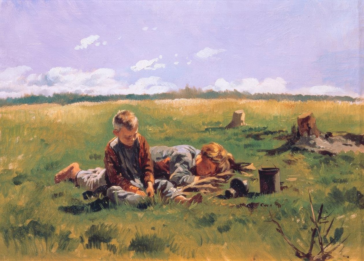 Meninos em um prado de Wladimir Jegorowitsch Makowski