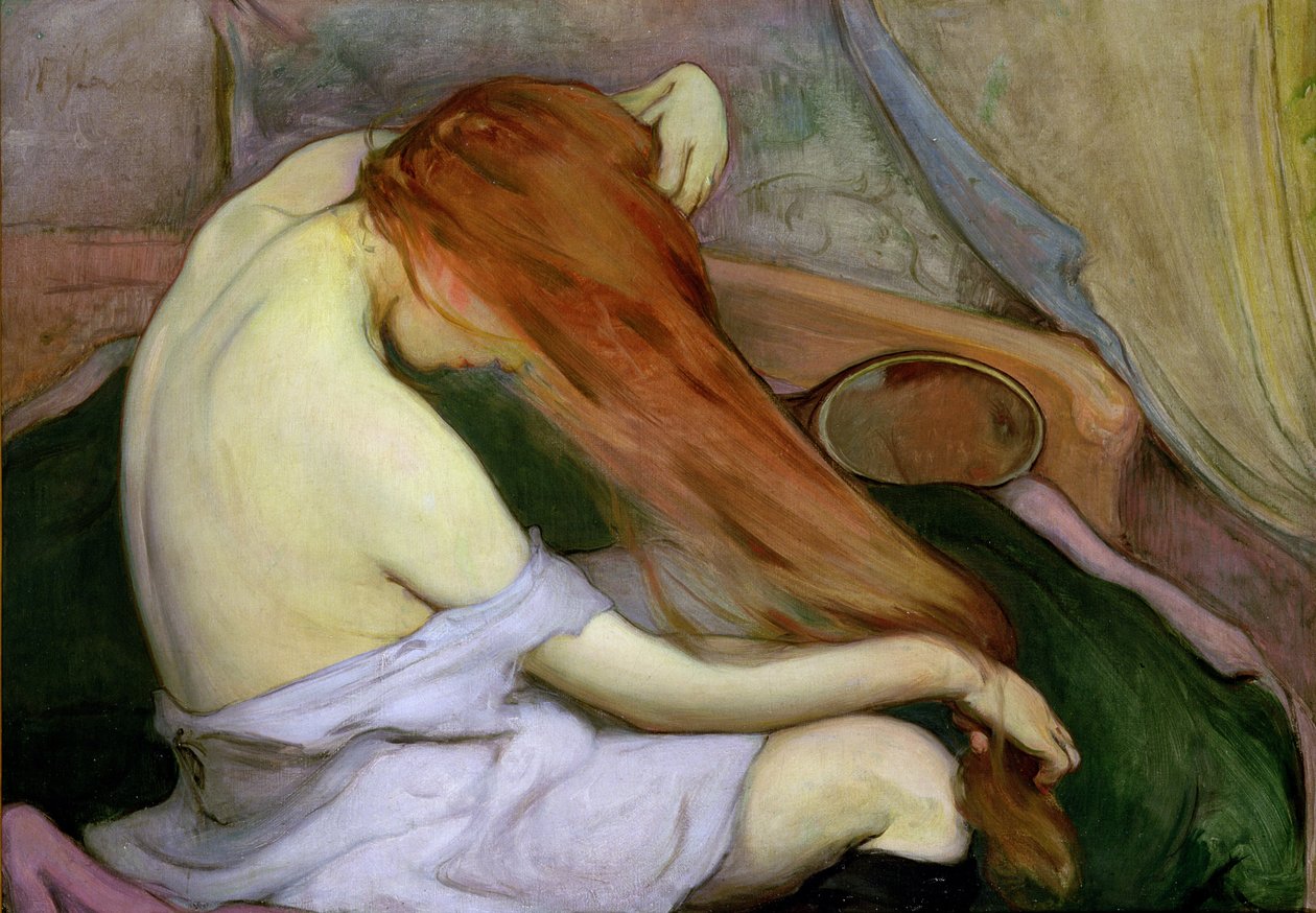 Mulher penteando o cabelo, 1897 de Wladislaw Slewinski
