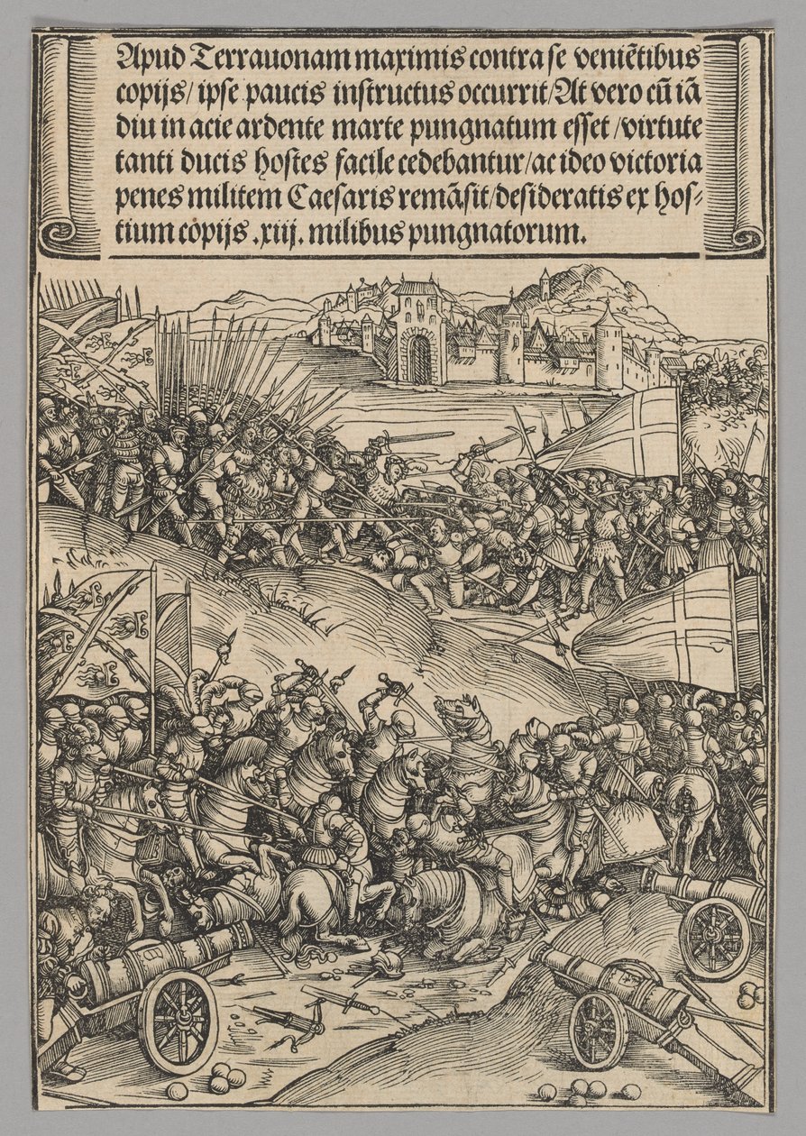 Batalha de Guinegate, chapa 4 de Cenas históricas da vida do Imperador Maximiliano I do Arco do Triunfo de Wolf Traut