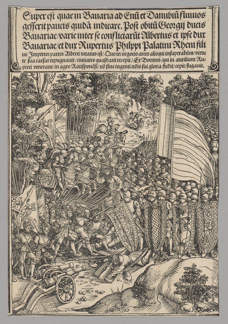 Guerra da Baviera, placa 18 de Cenas Históricas da Vida do Imperador Maximiliano I do Arco do Triunfo de Wolf Traut