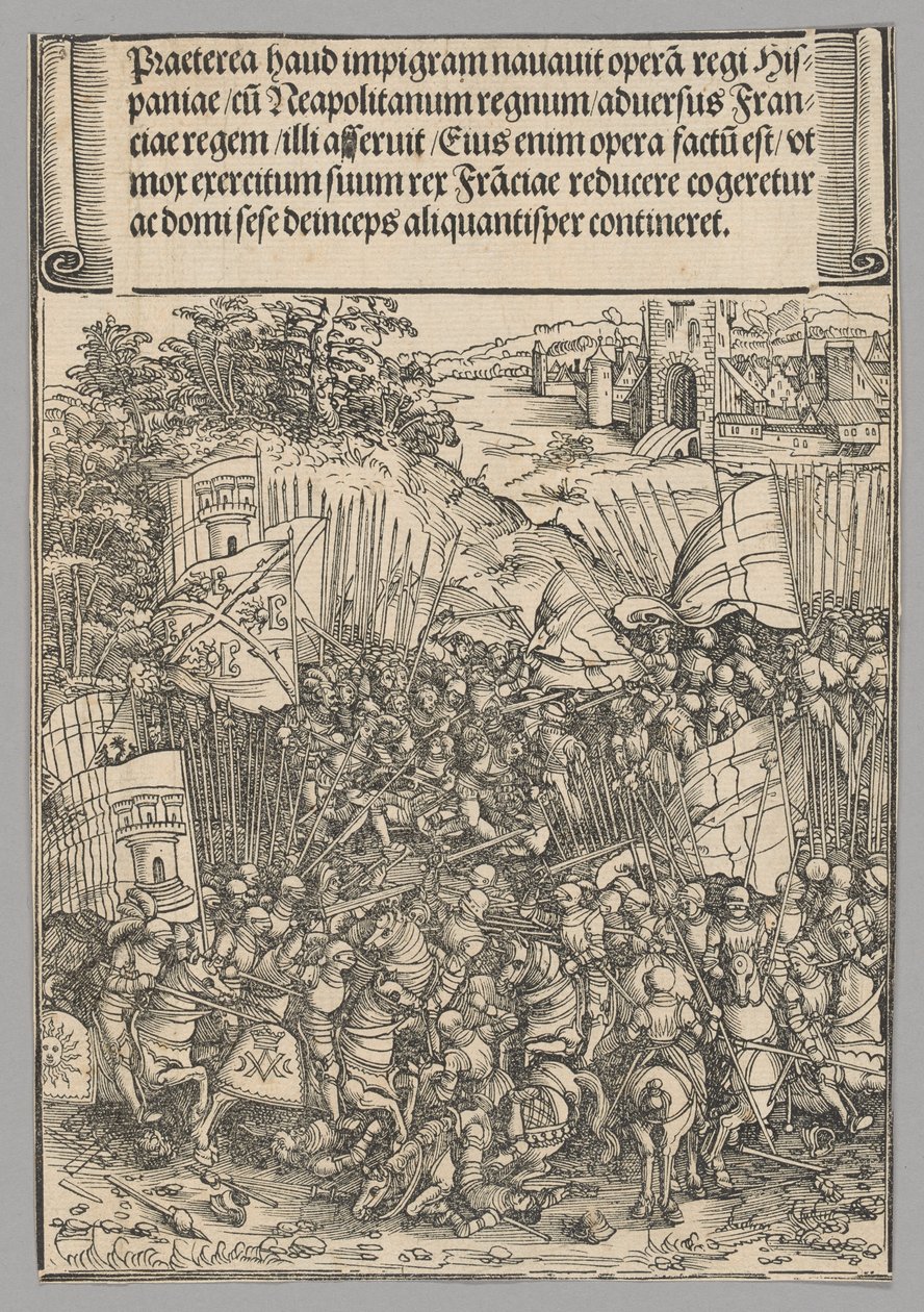 Conquista de Nápoles, placa 17 de Cenas Históricas da Vida do Imperador Maximiliano I do Arco do Triunfo de Wolf Traut
