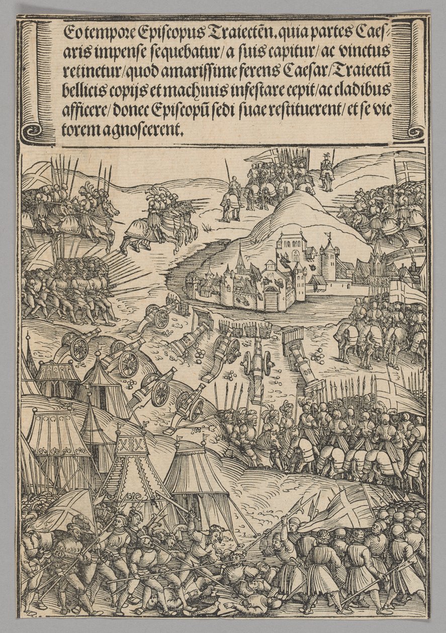 Cerco de Utrecht, placa 6 de Cenas Históricas da Vida do Imperador Maximiliano I do Arco do Triunfo de Wolf Traut
