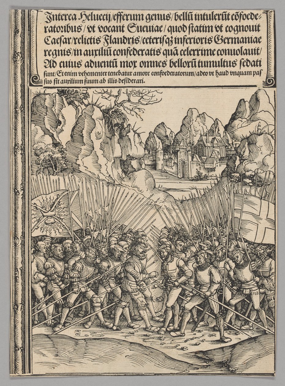 Guerra Suíça, placa 16 de Cenas Históricas da Vida do Imperador Maximiliano I do Arco do Triunfo de Wolf Traut