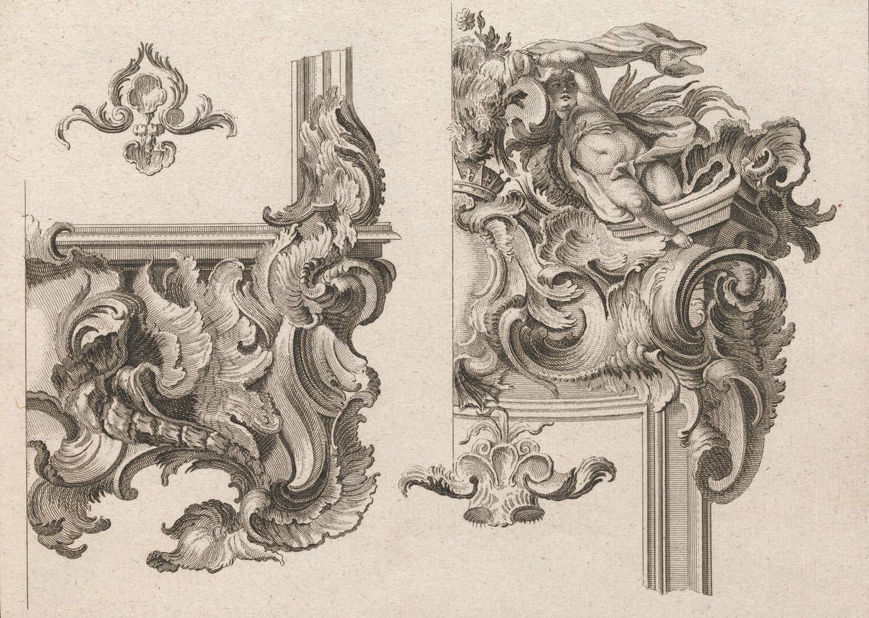 Sugestão para a Decoração da Baixa Direita e Alta Direita de um Altar..., Impresso ca. 1750-56. de Wolffgang Christoph Mayr