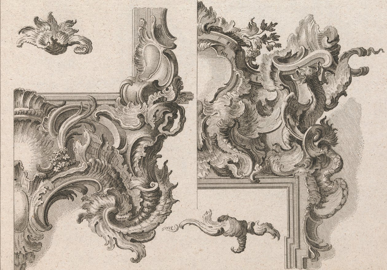 Sugestão para a Decoração da Baixa Direita e Alta Direita de um Altar..., Impresso ca. 1750-56. de Wolffgang Christoph Mayr