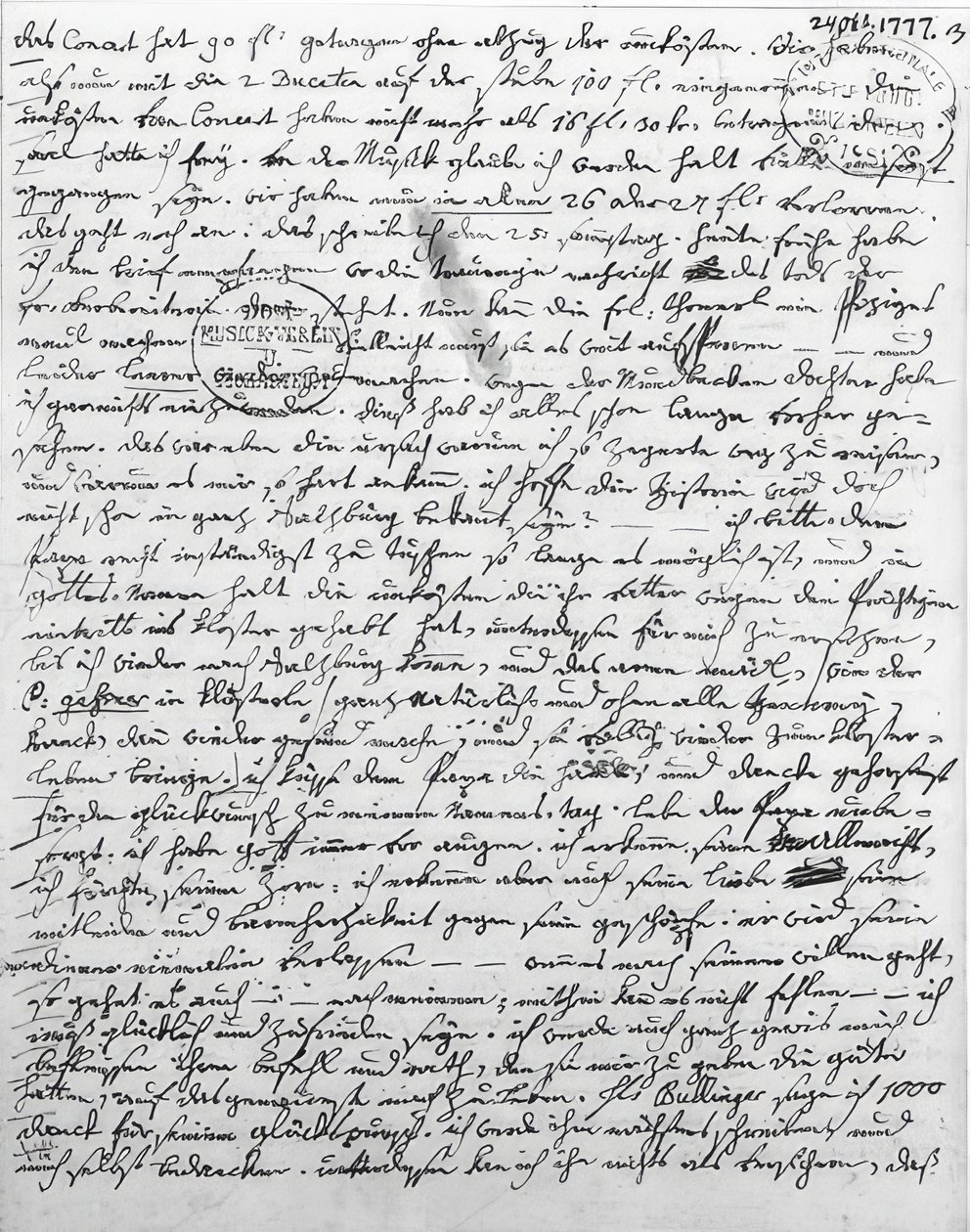 Carta de WA Mozart. 24 de outubro de 1777 de Wolfgang Amadeus Mozart