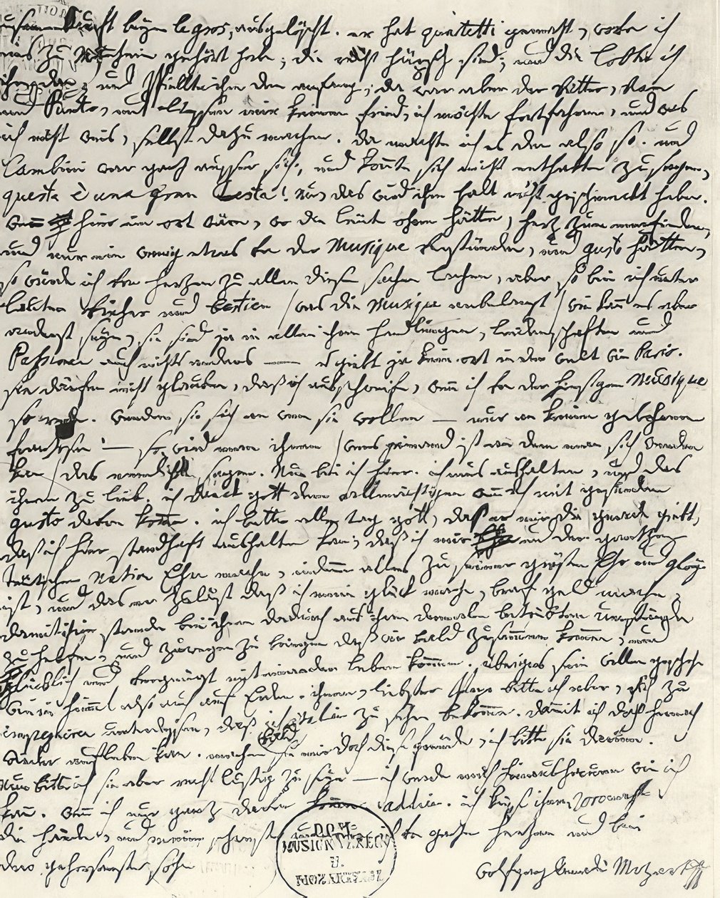 Carta de autógrafos de Mozart de Wolfgang Amadeus Mozart