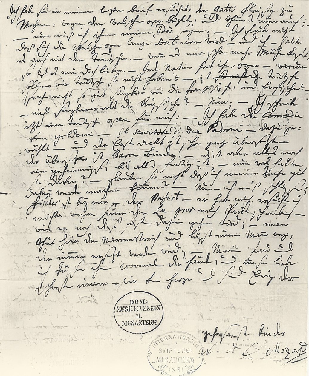 Carta de autógrafos de Wolfgang Amadeus Mozart de Wolfgang Amadeus Mozart