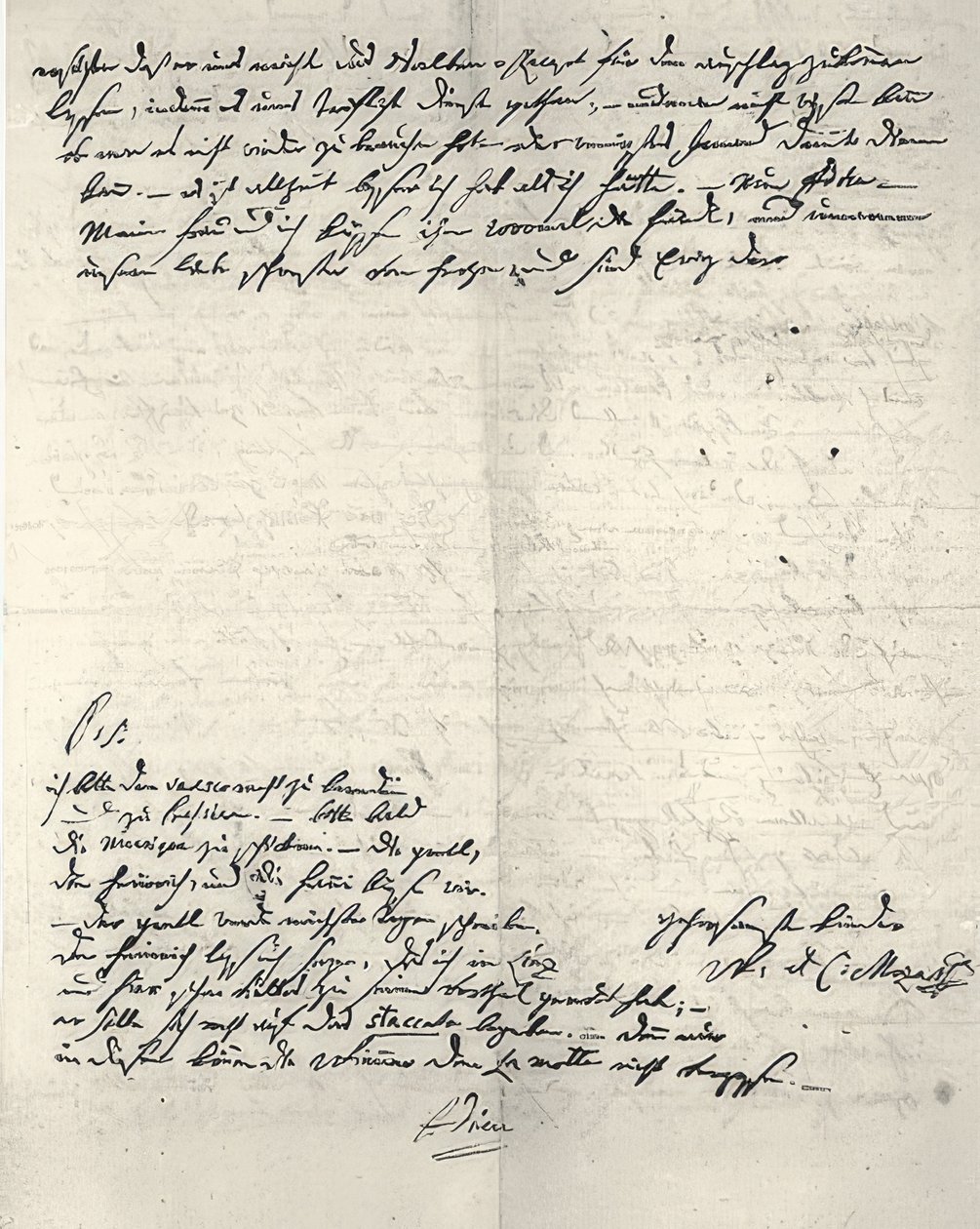 Carta de autógrafos de Wolfgang Amadeus Mozart de Wolfgang Amadeus Mozart