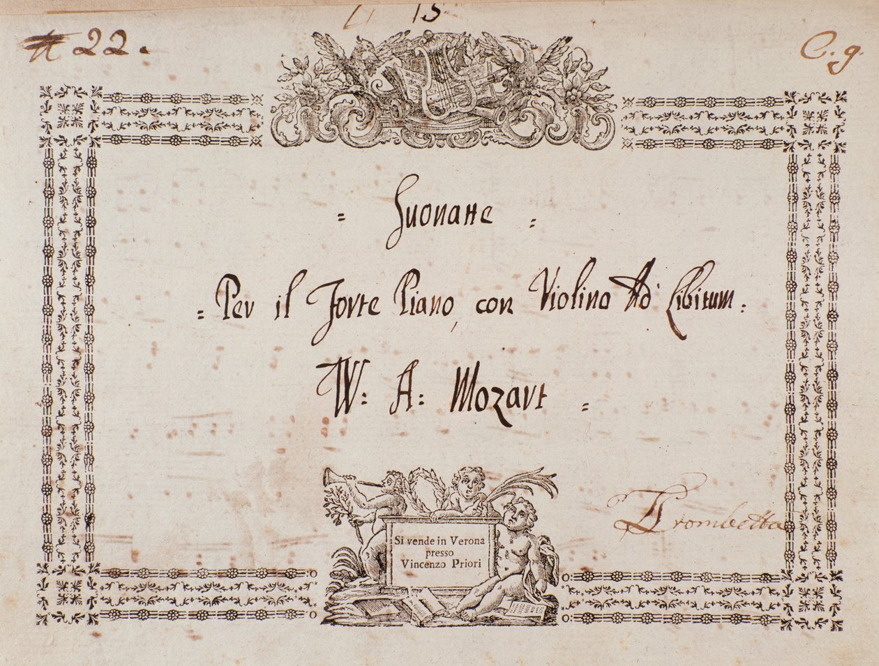 Frontispício de sonata para fort-piano e violino por Mozart. de Wolfgang Amadeus Mozart