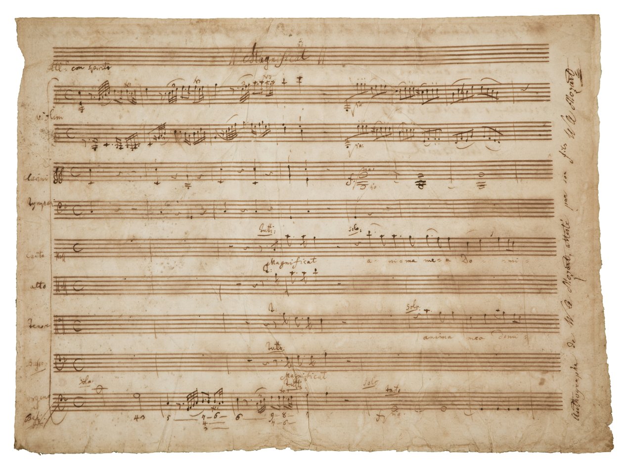 Magnificat, K. 321a. Manuscrito, partitura para solistas e coro, órgão e orquestra, c.1779 de Wolfgang Amadeus Mozart